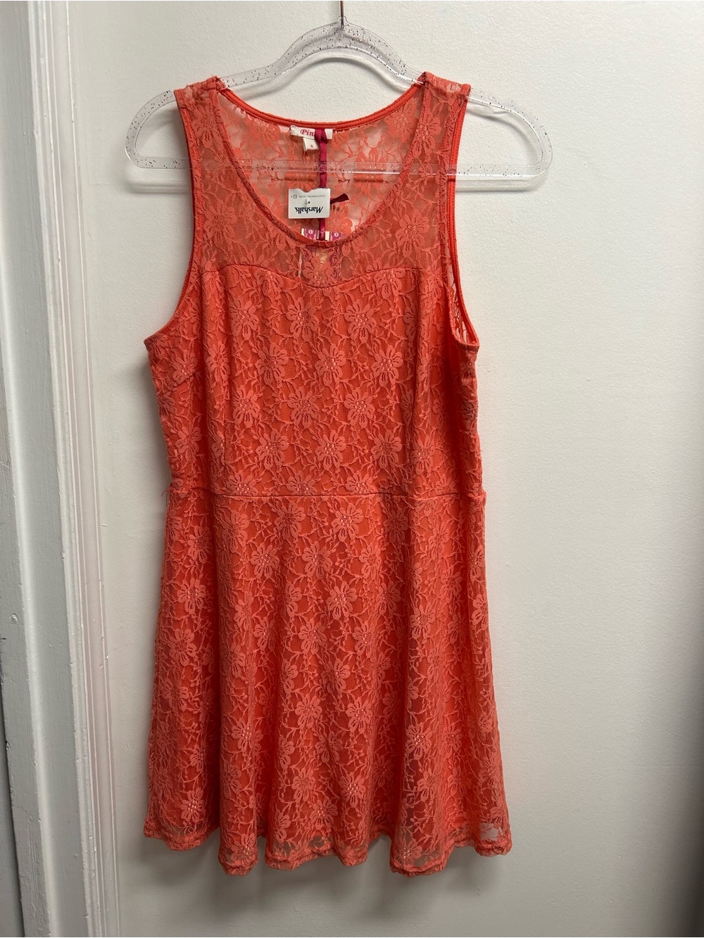 Pinky Coral Lace Mini Dress